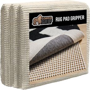 Gorilla Grip Extra Brug Pad Pad Strong ، قبضة ، إبقاء سجاد المنطقة آمنًا وفي مكانه ، وسمك سميك ، وسقوط ، ومقاوم للانزلاق للأرضيات الصلبة تحت وسادة حصيرة السجاد وحماية الأرضيات الصلبة 2 × 3 قدم