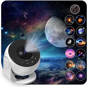 ترقية جهاز عرض Galaxy لغرفة النوم ، مصباح الإسقاط في المنزل ، مصباح Galaxy Lamp ، مصباح Galaxy Lead ، ديكور الغرفة للأطفال البالغين مع 13 أقراص كوكب ، قمر/سديم/ليلي.