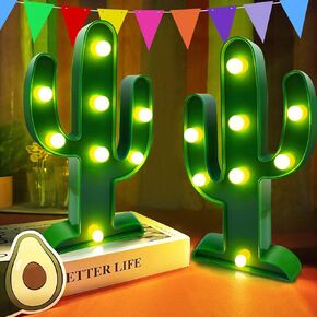 كبير - 2 عبوة LED الصبار الخفيفة Cinco de Mayo ديكورات 10 × 5.5 بوصة الصبار ديكور المكسيكي ديكورات الحفل