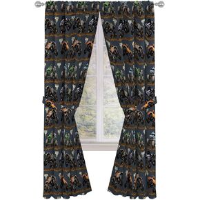 Jay Franco Kids Window Strupes - مجموعة ستارة من 4 قطع تشمل 2 Tiebacks ، ديكور غرفة الفراش الجميلة وإعداد سهلة ، Black - Manster Jam ، 84 Int