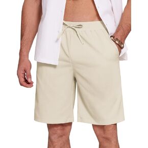 COOFANDY Mens Casual Beach Shorts Summer Elastic Waist Shorts Lightweight Drawstring Golf Shorts