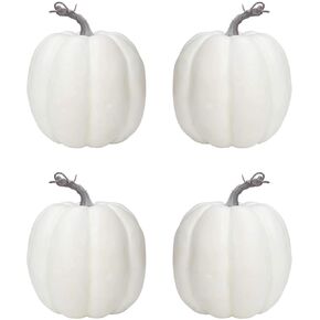 vensovo 6 Inch Large Pumpkins for Decorating - 4PCS Big White Foam Decorative Artificial Pumpkins for Fall Decor, Paintable, Perfect for Halloween, Thanksgiving Table Decor…