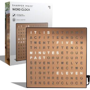 SHARPER IMAGER® LED LED Word Word ، 7.75 "التصميم الحديث ، جدار لهجة إلكترونية أو ساعة مكتب ، محول USB Cord & Power ، ديكور فريد من نوعه للمنزل والمكاتب ، الإعداد السهل ، هدية Housewarming