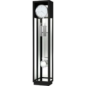 Howard Miller Houston Floor Clock II ، Modern Gloss Black Finish Grid Pendulum Movement Triple Chime ، Dial White Dial Grandfather Decore Home Decor