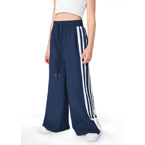الفتيات الصيفية الفضفاضة الجانبية مخططة bowknot y2k المسار السراويل مرنة الرباط الخصر الطويل الساق على نطاق واسع 5-14y