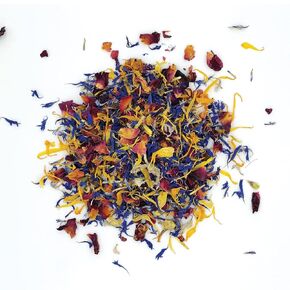 Magjo Naturals Brilliant Flower Petal Blend - مزيج صالح للأكل من التقويم ، زهرة الذرة الزرقاء والبتلات الوردية ، كلها مزيج من الأزهار الطبيعية والطعام والتجفيف للخبز والكوكتيلات والزينة ، معبأة في الولايات المتحدة الأمريكية