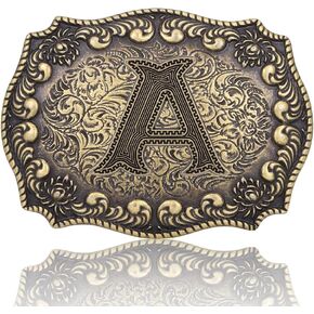 Btilasif Belt Buckles Men Western Cowboy Initial Letters ABCDJMR Mens Texas Rodeo Belt Buckle for Boys Girls in Kuwait
