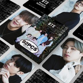 Kpop BTS SUGA V JK JIN Merch Photo Cards, 92pcs Cards 60 Pcs Lomo Cards and 32 Pcs Music Stickers (Black)