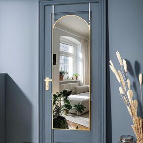 14 "× 48" مرآة الباب ، مرآة ذات طول كامل مقوس ، فوق الباب ، مرآة جدار القوس ، إطار رفيع ، سبيكة الألومنيوم ، لغرفة النوم ، غرفة المعيشة ، المدخل -