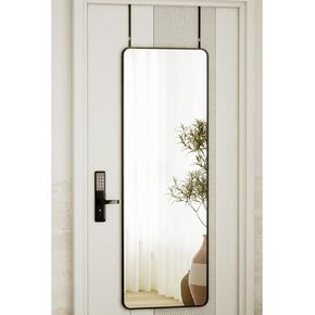 14 "x48" طولها الكامل فوق مرآة الباب ، إطار سبيكة الألومنيوم كامل الجسم مع الشماعات القابلة للارتفاع ، معلقة يميل على الجدار من أجل النوم ، الأسود