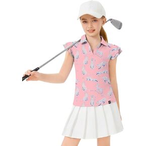 Soneven Girls Golf Golf Polo Derts v الرقبة كشكش بلا أكمام قمصان تنس خفيفة الوزن جاف للدبابات الرياضية الجافة