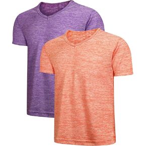2 Pack Girls Dry-Fit Athletic Shirt Short Sleeve Crew Neck Moisture Wicking Performance Tees for Youth Teens 4-16Y