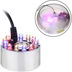 AGPTEK Aluminum Mist Maker Water Fountain Pond Fogger Air Humidifier Atomizer Mini Fog Machine with 12 Color Changing LED Lights