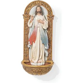 Joseph's Studio by Roman, 7.25" H Divine Mercy Holy Water Font, Religious Home Decor