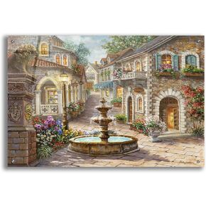 فن الملحمة "نافورة Cobblestone" التي كتبها Nicky Boehme Acrylic Glass Wall Art ، 36 "× 24"