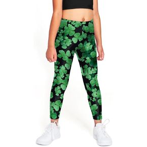 color cosplayer St. Patrick's Day Leggings for Girls Kids Shamrock Pants Stretchy Tights