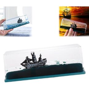 Cruise Ship Fluid Drift Bottle, Unsinkable Boat in a Box, Titanic Model Liquid Wave Decoration, That No Longer Sinks Toy, for Car Display Cases and Gifts-A