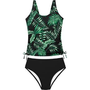 Qaoerde Girls Swimsuit من قطعتين من الفتيات Tankini Swimsutring بدلة السباحة المطبوعة