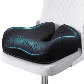 Large Seat Cushion for Office Chair Memory Foam Coccyx Pain Relief Cushion Pillow for Back Support Non-Slip Seat Pad for Office Desk, Car Seat, Wheelchair, Sciatica, Tailbone Pain