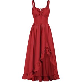 Scarlet Darkness Renaissance Dress Women Summer Sleeveless Corset Sundress with Pockets
