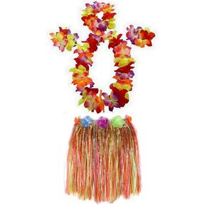 1 Set 40cm Kids Party Hawaii Dress Hula Grass Skirt - Double Layer Thickened Hawaii Skirt for Luau Party Decorations Supplies