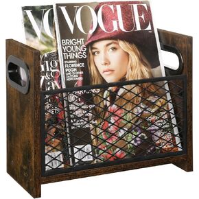 YINMIT Magazine Holder, Magazine Rack for Desktop and Home Office, Farmhouse File Storage Basket for Letters, Magazines, Books, Newspapers (Small)