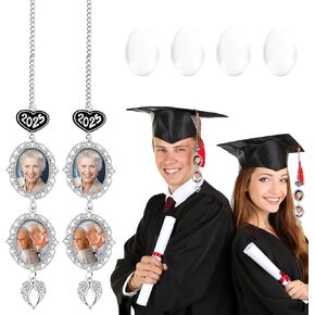 2pcs تسحر صورة تاسيل تاسيل مع Angel Wings ، مخصص 2025 هدايا الدراسات العليا لزخارف صور الاحتفال ، تهنئة الهدية ، ديكورات غريز كاب.