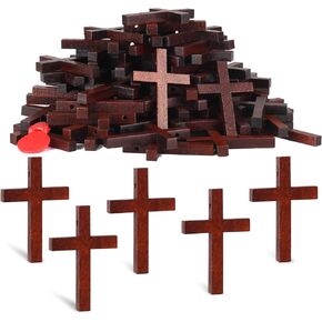 Srefaka 72 PCS Mini Wooden Crosses - حزمة كبيرة للحرف اليدوية ، عيد الفصح وعيد الميلاد