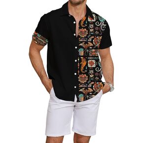 Hawaiian Shirts for Men Summer Button Up Short Sleeve Shirt