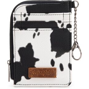 Montana West Wrangler Horsehair Card Wallet for Women Cowhide Card Card Holder Rustic Animal Print Wallet with keychain WG66-W005BK