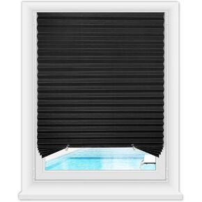 Zipcase 6 Pack Window Blackout Shades, 100% Shading Cordless Light Filtering Pleated Paper Shades, 36 in x 72 in(Fits Windows 19"- 36"), Black