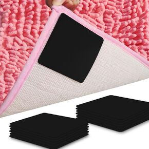 12 PCS Rug Pad Gripper, Washable Grippers for Rug Tape, Non-Slip Carpet Gripper for Hardwood Floors and Tile, Reusable Carpet Tape for Area Rugs, Double Sided Adhesive Rug Stickers, Keep Corner Flat