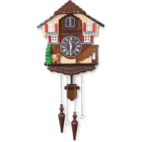 Kendal Cuckoo Clock كبير ساعة الحائط خمر مصنوع يدويًا ديكور المنزل على مدار الساعة مع الطيور الغنائية والكلاب أمام ديكور المنزل CC521