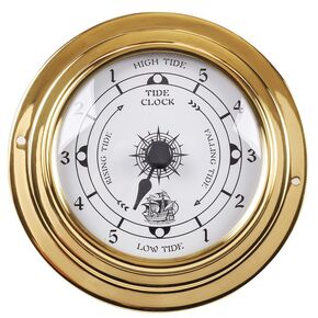 Brass Nautical 4.5in Wall Clock, Wall Hanging Boat Using Tide Clock High Tide Low Tide, Nautical Wall Clock for Weather Station, Wall Decor, Boat Accessories