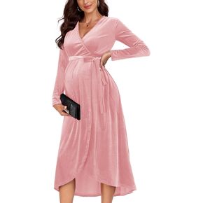 One Shouler Maternity Mermaid Dress with Flowing Ruffle Tassel Bodycon Pregnancy Dresses Baby Shower, Without Belt