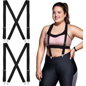 Janmercy 2 Pcs Hidden Suspenders for Women Pants Under Clothes 1" Width Thin X Back Ladies Suspenders for Jeans Undergarment in Kuwait