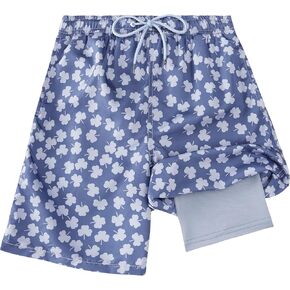 Boys Swim Trunks Compression Liner Swim Shorts Quick Dry Bathing Suit with Boxer Brief Anti-Chafe Boy Swimwear