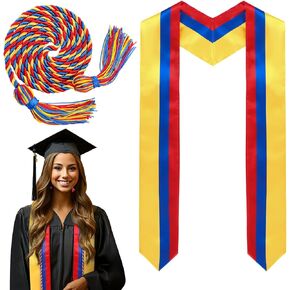 JaGely Country Flag Graduation Stole Sash Honor Cords Class of 2025 First Generation Grad Stole for International Student