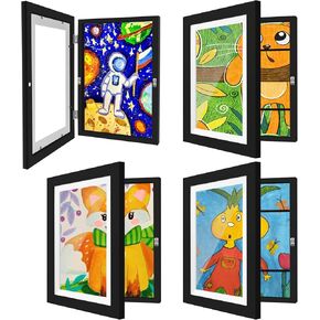 Kids Art Frames 10x12.5 بوصة 4 حزمة العمل الفني للأطفال ، إطار قابل للتغيير لعرض الصور ، وتخزين مشاريع الرسم المدرسية للأطفال ، وجدار عمودي أفقيًا ، والافتتاح الأمامي