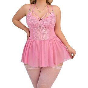 Plus Size Lingerie For Curvy Women Ruffle Lingerie Set Sexy Lace Lingerie Set Garter Belt With Stockings