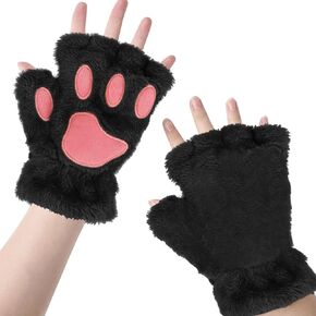 قفازات Cat Paw لـ Cosplay Party Assories Halloween Assume ، قفازات دافئة بدون إصبع الشتاء للنساء الفتيات