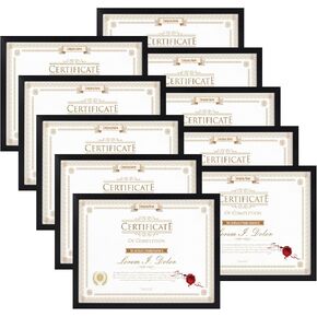 WIFTREY 8.5x11 أطر الصورة مجموعات الصور من 10 ، Multi 8.5 by 11 Divice Diploma Photo Frame ، شاشة تعليق الجدار أو عرض الطاولة ، أسود