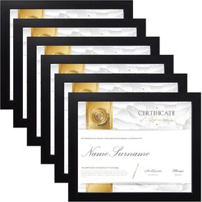 SESEAT 8.5 x 11 Frame Certificate Document Frame Set of 6, Diploma Frame for Wall and Tabletop, Black