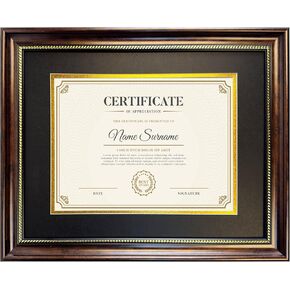 Diploma Frame 8.5 x 11 with Black over Gold Mat or Display 11x14 Document without Mat Certificate Degree Graduation Gifts Mahogany with Gold Beads Wall Mount&Tabletop Display ﻿ (1, Black mat)