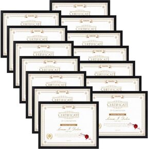 WIFTREY 14 Pack 8.5x11 Certificate Picture Frames, Multi 8.5 by 11 Photo Frame for Award Document Diploma Frame, Wall Hanging or Tabletop Display, Black