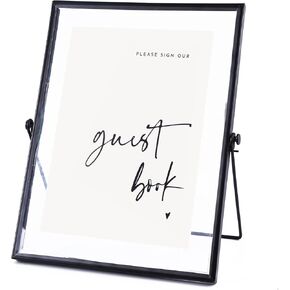 حساب "Prefer Please" Clear Glass Black Sign Holder ، 8x10in Gold Glass Picture Frames Hear Menu Sign
