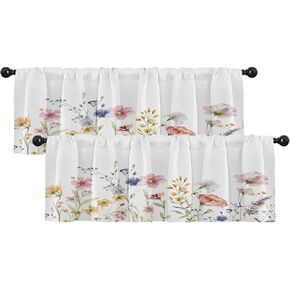 Emvency 2 Pack Valances علاجات النوافذ ، الستائر الستارة القابلة للتعديل من زهرة الزهرة البرية.