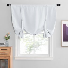 Nicetown Balloon Shade لغرفة المعيشة ، مزرعة المزرعة ستارة D-Rings قضيب الجيب نوافذ صغيرة ستارة رومانية الصافرة للحمام/غرفة نوم ، 46 "× 63" ، 1 كمبيوتر ، رمادي أبيض