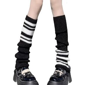 Y2k Leg Warmers for Women Japanese Knitted Long Harajuku Rave Winter