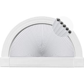 Homedemo Arch Window Shades Blackout ، Half Circle Cellular Shades Cordless 36 "x72" لا توجد ستائر للحفر للنوافذ ، وعزل العسل نصف القمر أي أدوات ، وقطع وتثبيت سهلة ، أبيض